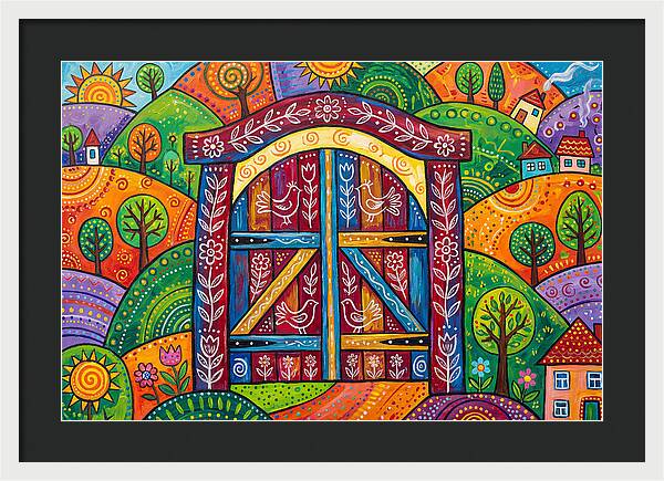 Wooden Gate In A Vibrant Landscape