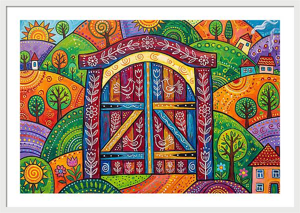 Wooden Gate In A Vibrant Landscape