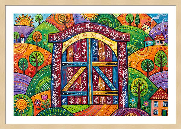 Wooden Gate In A Vibrant Landscape