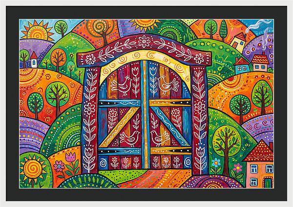 Wooden Gate In A Vibrant Landscape