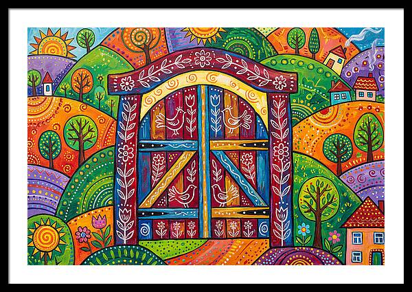 Wooden Gate In A Vibrant Landscape