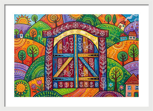Wooden Gate In A Vibrant Landscape