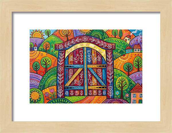 Wooden Gate In A Vibrant Landscape