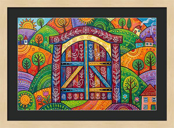 Wooden Gate In A Vibrant Landscape