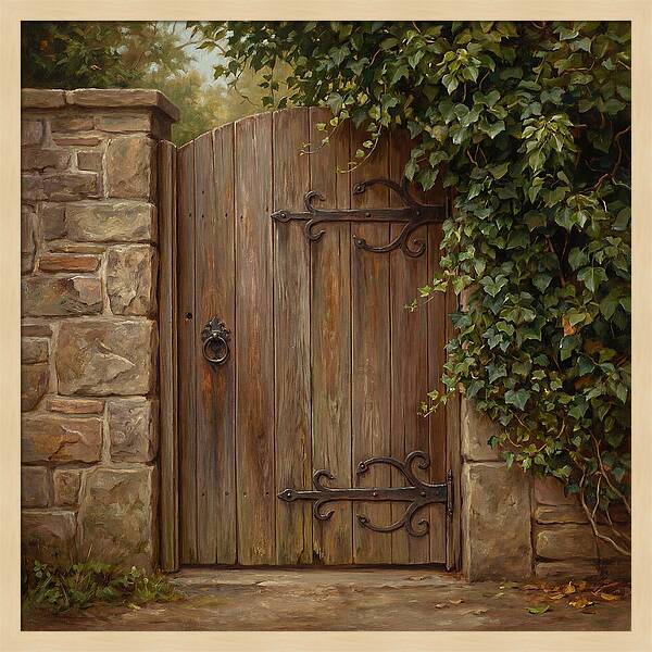 Wooden Gate Surrounded By Ivy