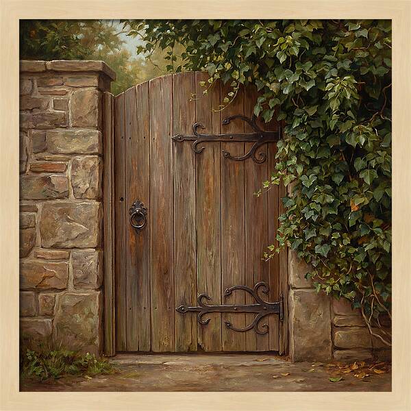 Wooden Gate Surrounded By Ivy