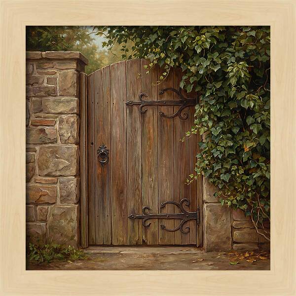 Wooden Gate Surrounded By Ivy