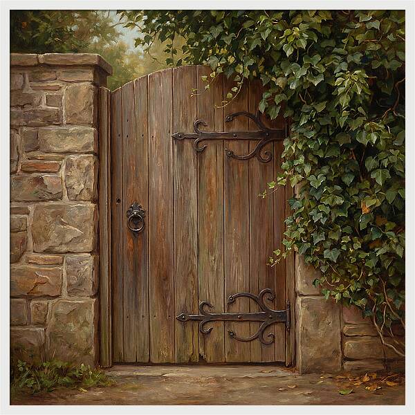 Wooden Gate Surrounded By Ivy