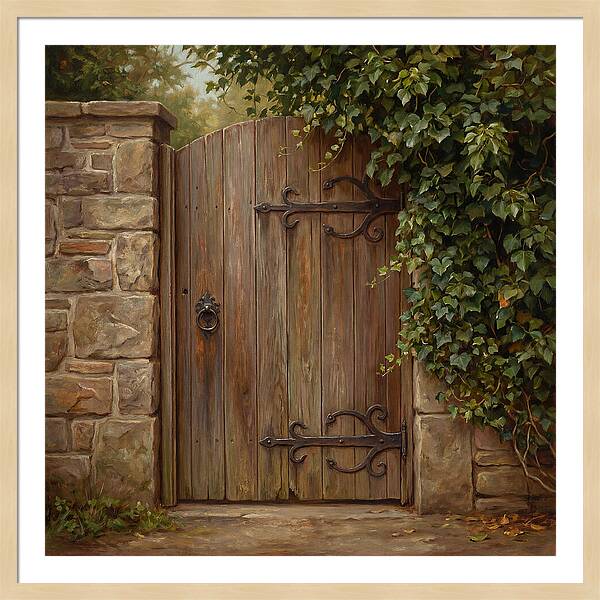 Wooden Gate Surrounded By Ivy