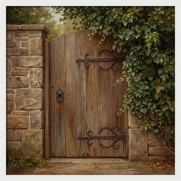 Wooden Gate Surrounded By Ivy