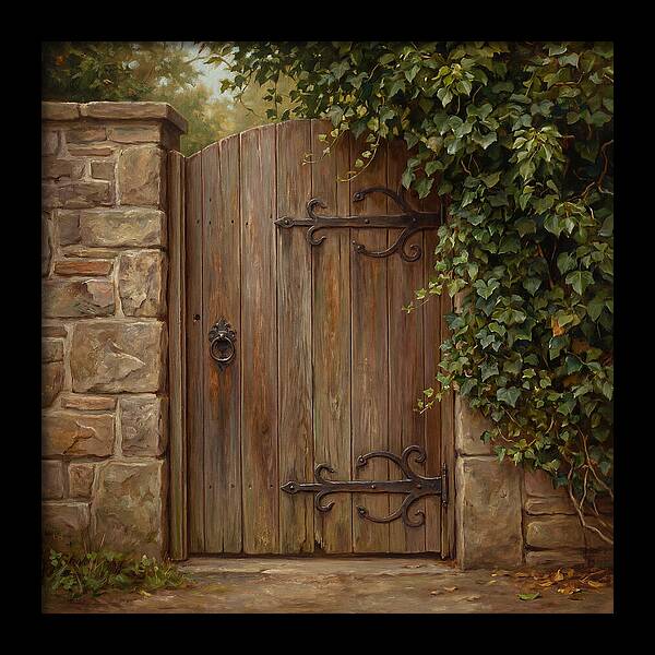 Wooden Gate Surrounded By Ivy