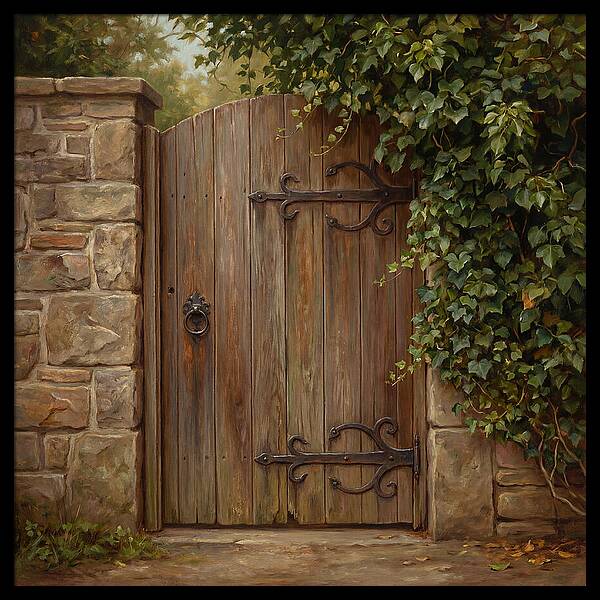 Wooden Gate Surrounded By Ivy