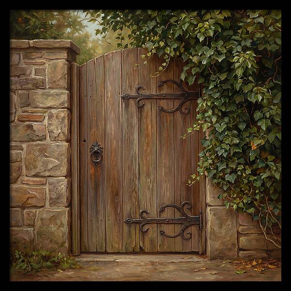 Wooden Gate Surrounded By Ivy