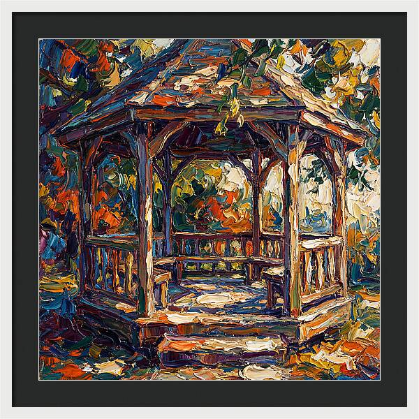 Wooden Gazebo In Autumn