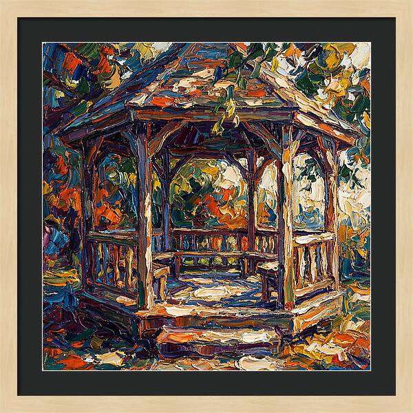 Wooden Gazebo In Autumn