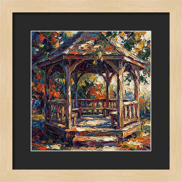 Wooden Gazebo In Autumn