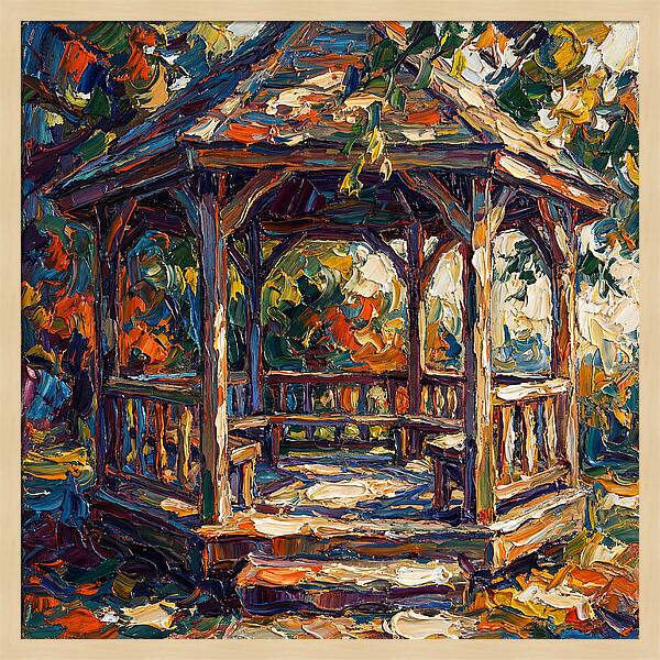 Wooden Gazebo In Autumn