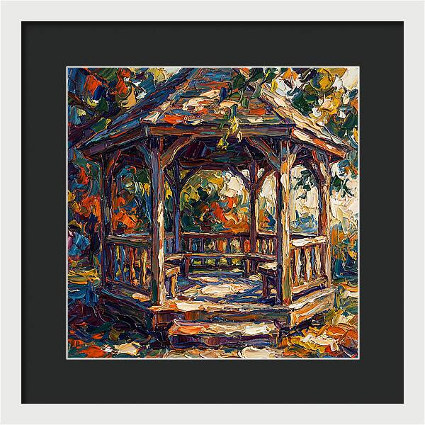 Wooden Gazebo In Autumn