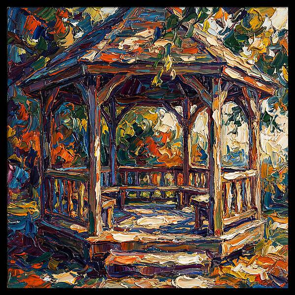 Wooden Gazebo In Autumn