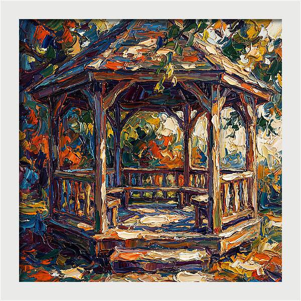 Wooden Gazebo In Autumn