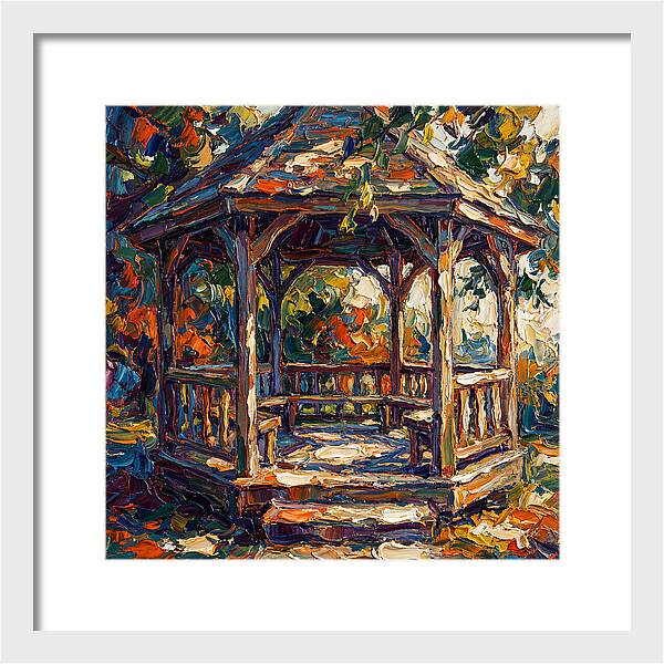 Wooden Gazebo In Autumn