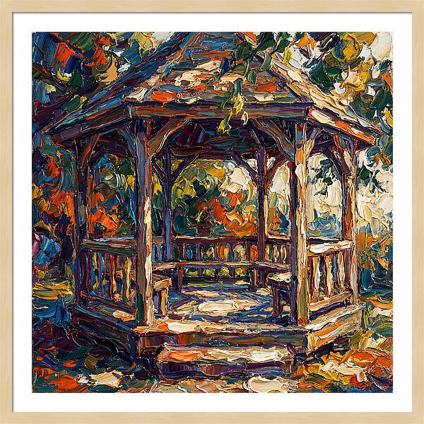 Wooden Gazebo In Autumn