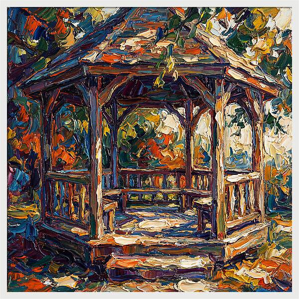 Wooden Gazebo In Autumn
