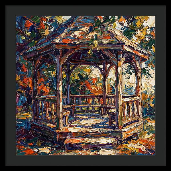 Wooden Gazebo In Autumn