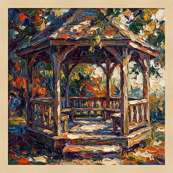 Wooden Gazebo In Autumn
