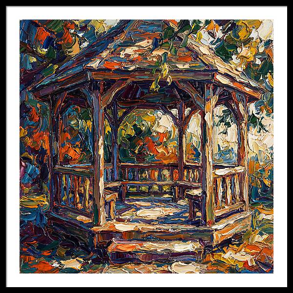 Wooden Gazebo In Autumn