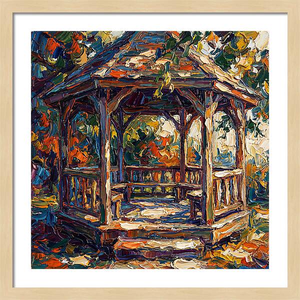 Wooden Gazebo In Autumn