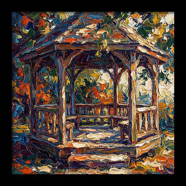 Wooden Gazebo In Autumn