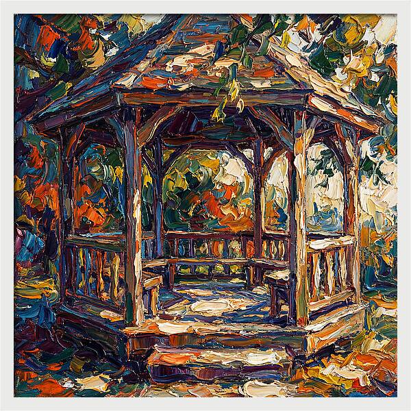 Wooden Gazebo In Autumn