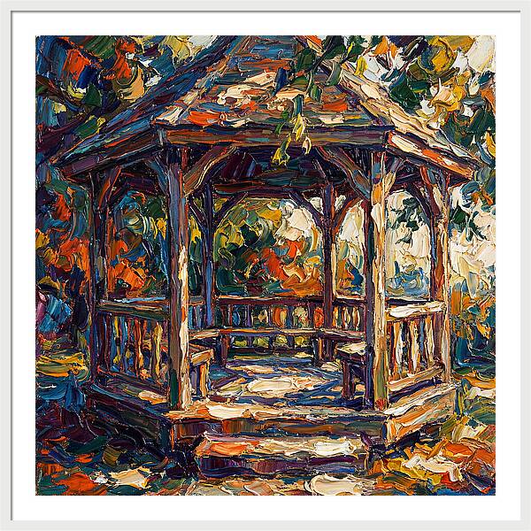 Wooden Gazebo In Autumn