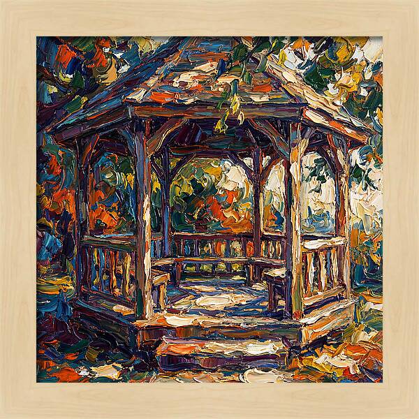 Wooden Gazebo In Autumn