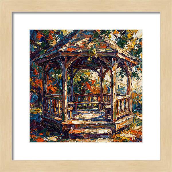 Wooden Gazebo In Autumn