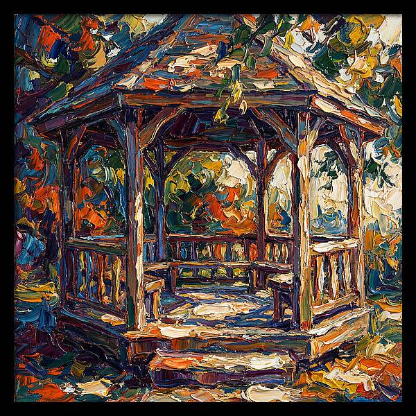 Wooden Gazebo In Autumn