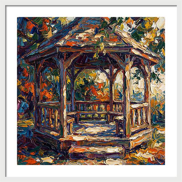 Wooden Gazebo In Autumn