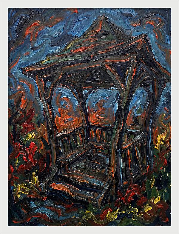 Wooden Gazebo In Flames