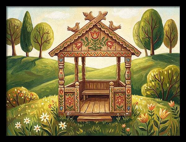 Wooden Gazebo In Nature