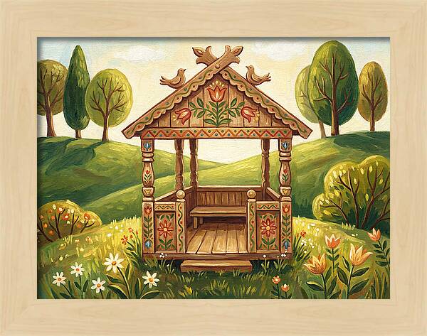 Wooden Gazebo In Nature