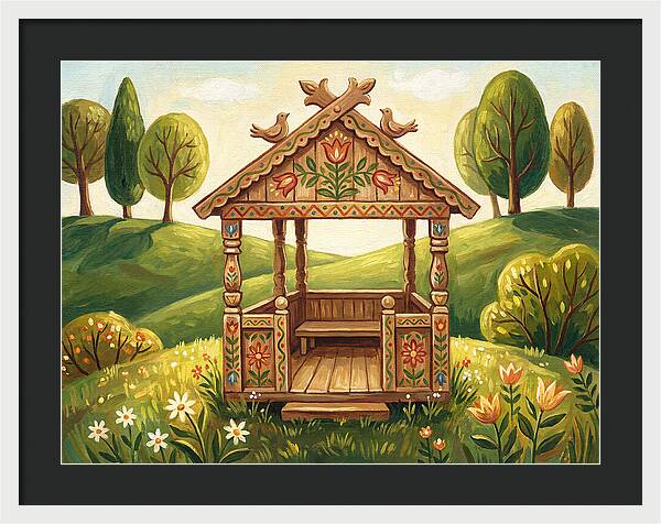 Wooden Gazebo In Nature