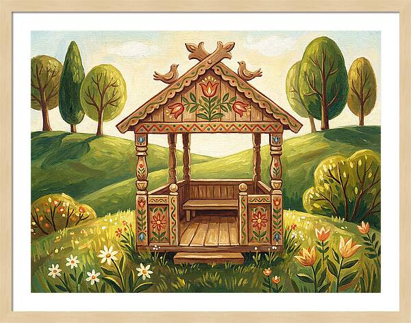Wooden Gazebo In Nature