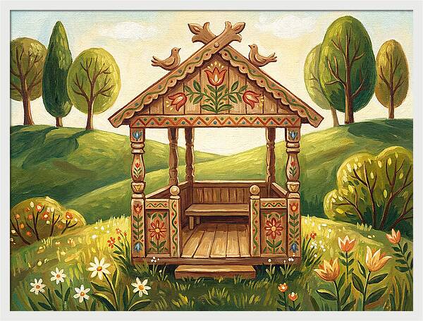 Wooden Gazebo In Nature