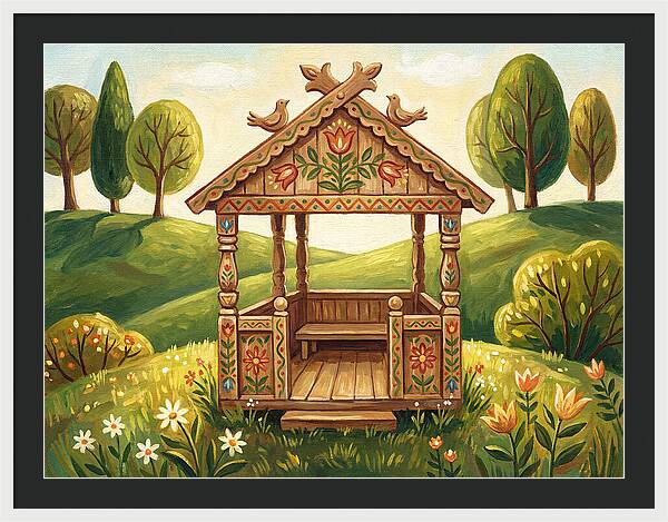 Wooden Gazebo In Nature