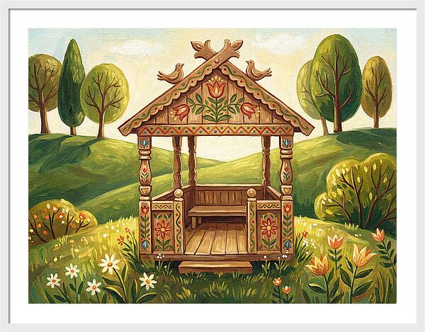 Wooden Gazebo In Nature