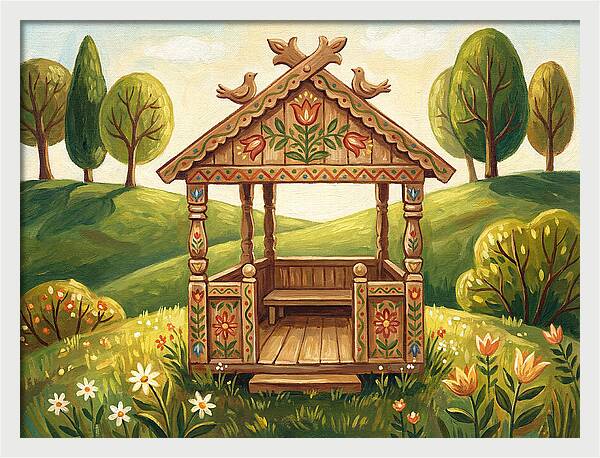Wooden Gazebo In Nature
