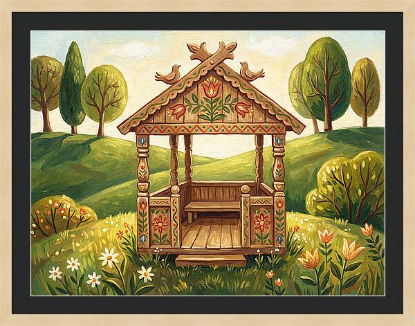 Wooden Gazebo In Nature