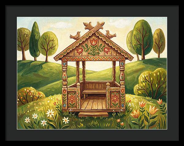 Wooden Gazebo In Nature