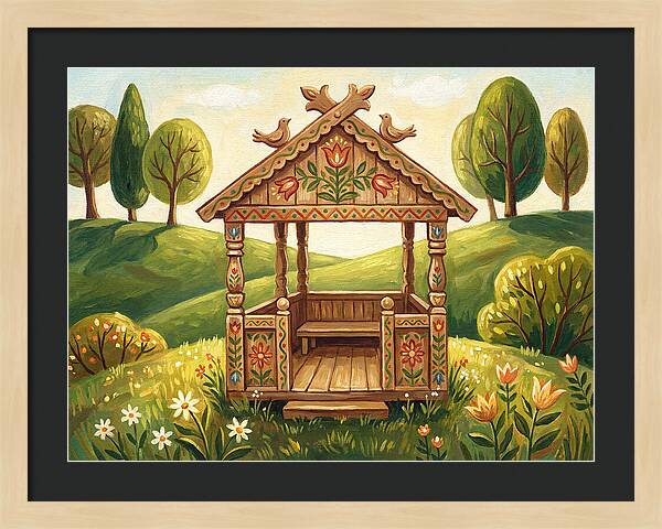Wooden Gazebo In Nature